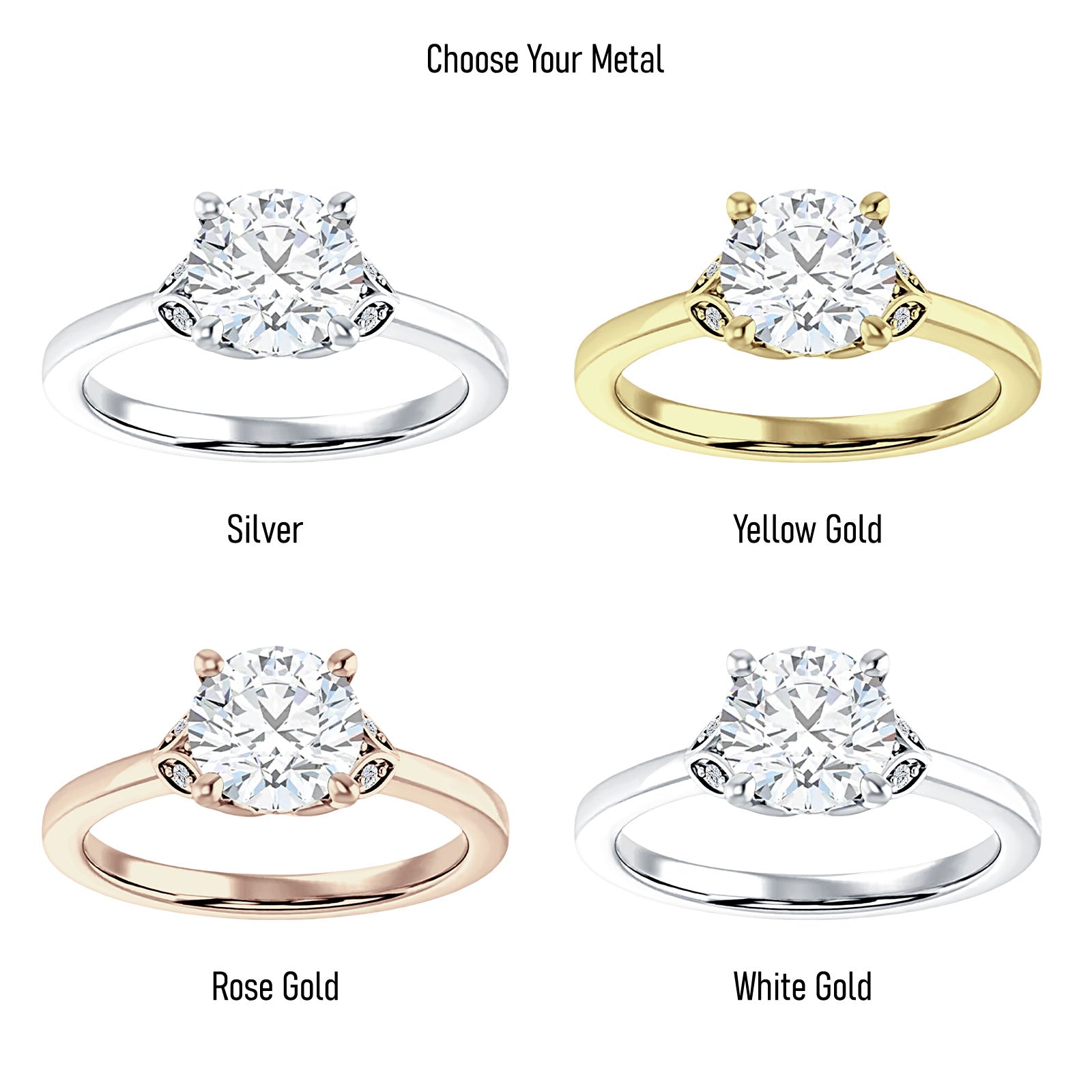 14K Gold IGI Certified Round 1 Carat Lab Grown Diamond Leaf Floral Ring