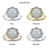 18K Gold IGI Certified Round 2 Carat Lab Grown Diamond Art Deco Floral Ring