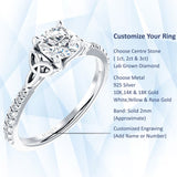 IGI Certified Round 1 Carat Lab Grown Diamond Art Deco Trinity Cluster Ring