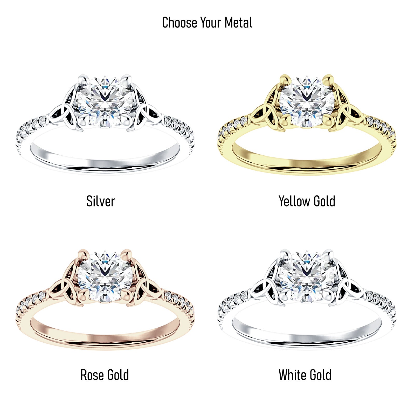 IGI Certified Round 1 Carat Lab Grown Diamond Art Deco Trinity Cluster Ring