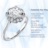 IGI Certified Round 2 Carat Lab Grown Diamond Art Deco Floral Ring