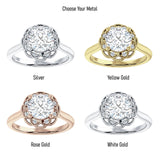 10K Gold IGI Certified Round 1 Carat Lab Grown Diamond Art Deco Floral Ring