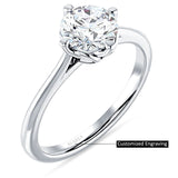 18K Gold IGI Certified Round 2 Carat Lab Grown Diamond Cathedral Solitaire Ring