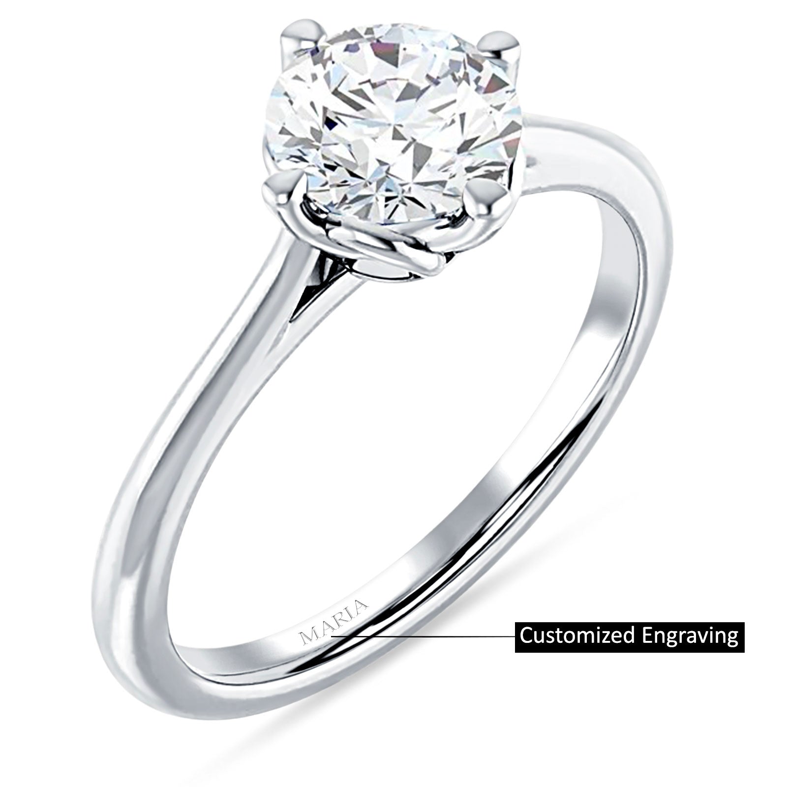 18K Gold IGI Certified Round 1 Carat Lab Grown Diamond Cathedral Solitaire Ring