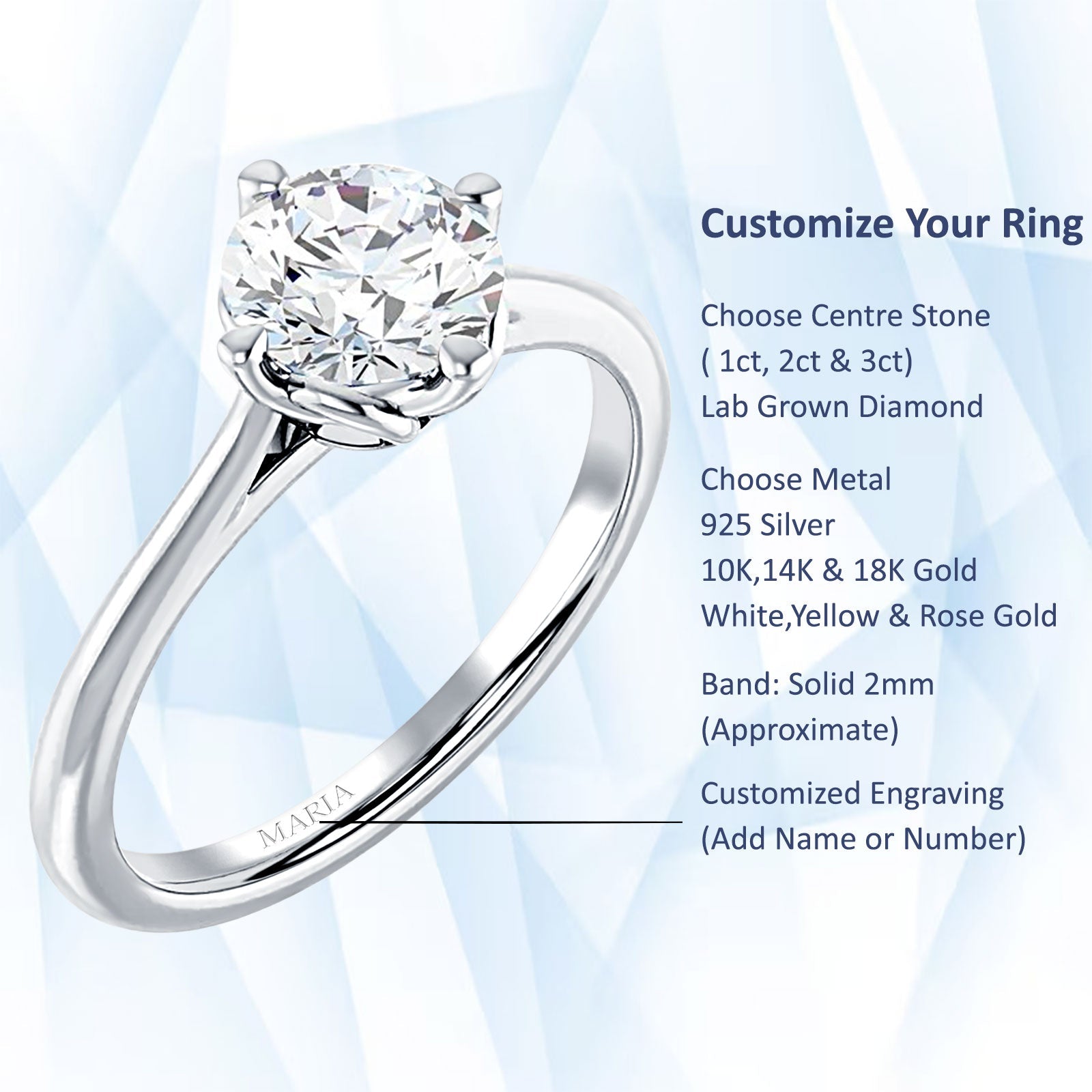 10K Gold IGI Certified Round 3 Carat Lab Grown Diamond Cathedral Solitaire Ring