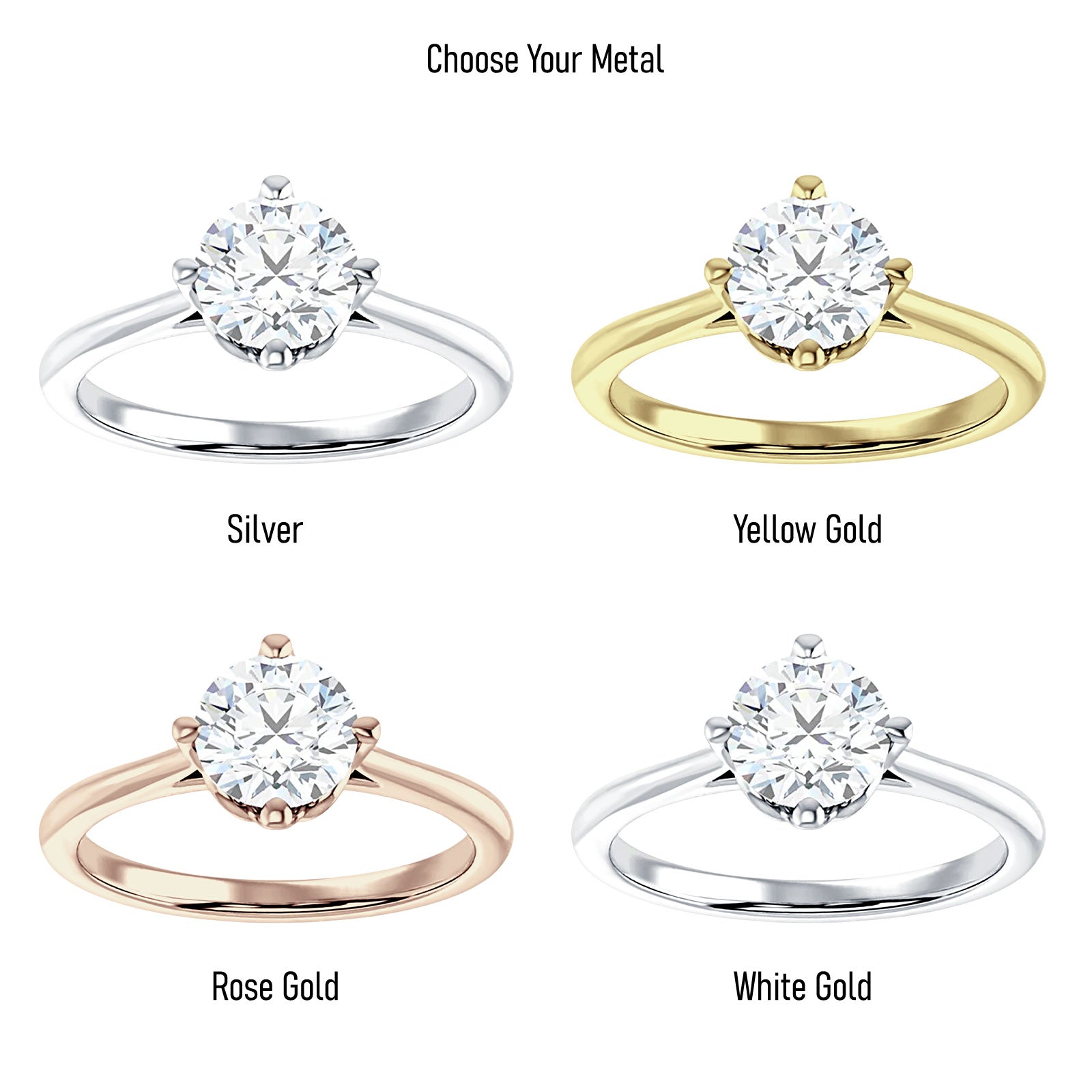 10K Gold IGI Certified Round 1 Carat Lab Grown Diamond Cathedral Solitaire Ring