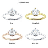 18K Gold IGI Certified Round 1 Carat Lab Grown Diamond Cathedral Solitaire Ring