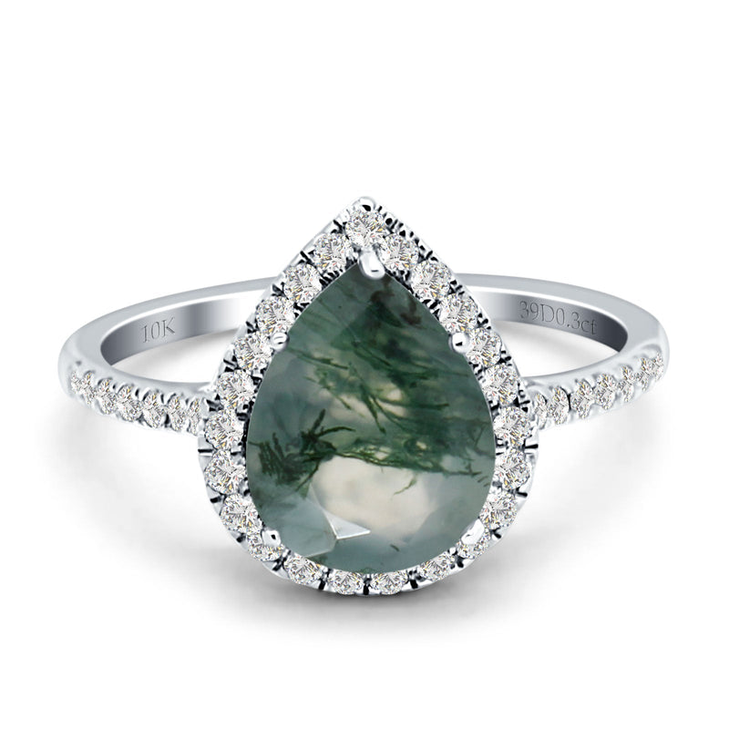Pear Teardrop Halo Natural Diamond Ring