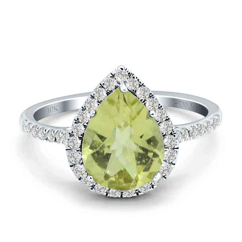 Pear Teardrop Halo Natural Diamond Ring