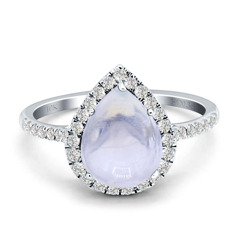 Pear Teardrop Halo Natural Diamond Ring