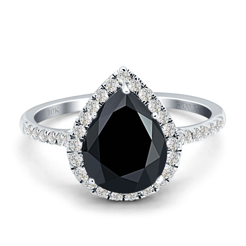 Pear Teardrop Halo Natural Diamond Ring