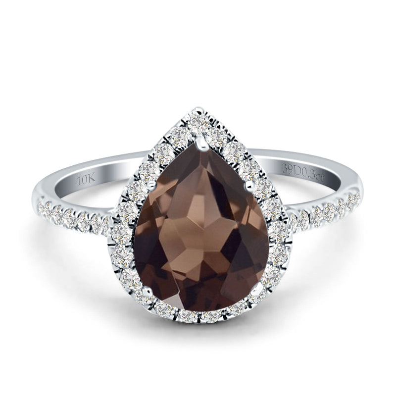 Pear Teardrop Halo Natural Diamond Ring