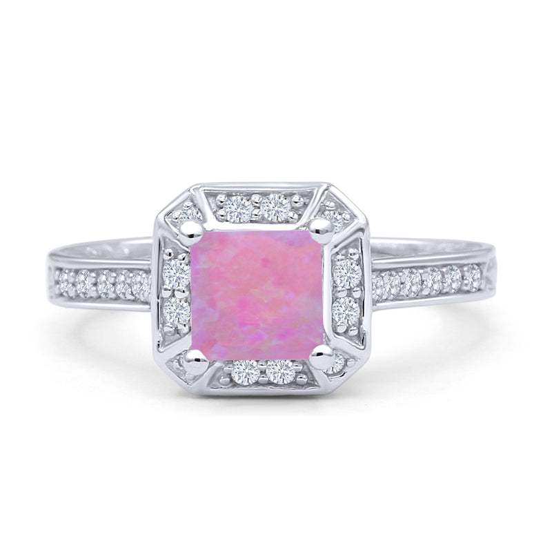 Princess Cut Halo Art Deco Gold Ring