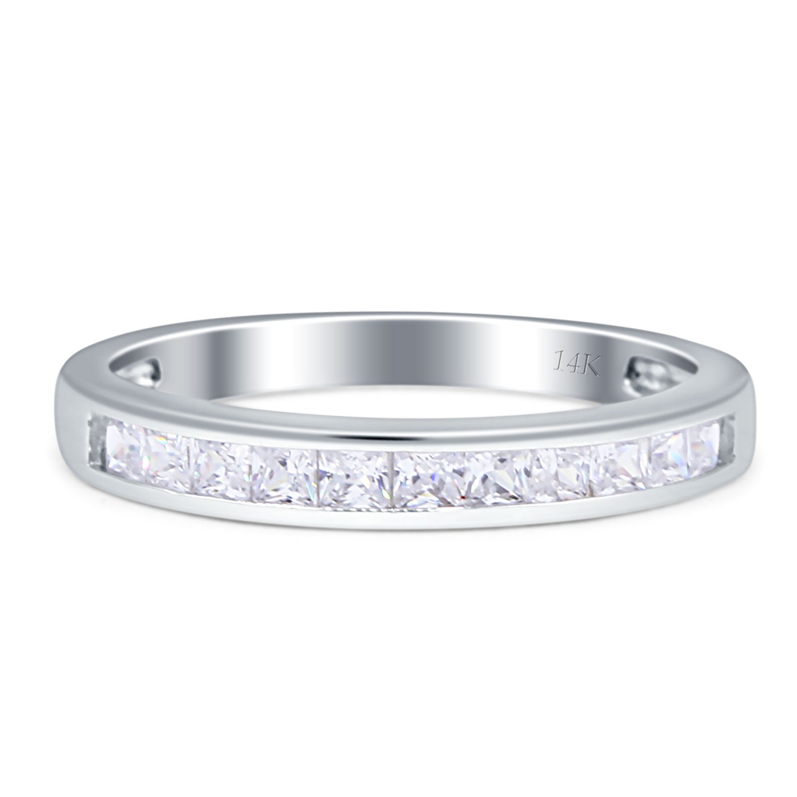 Half Eternity Princess Cut Stackable Band