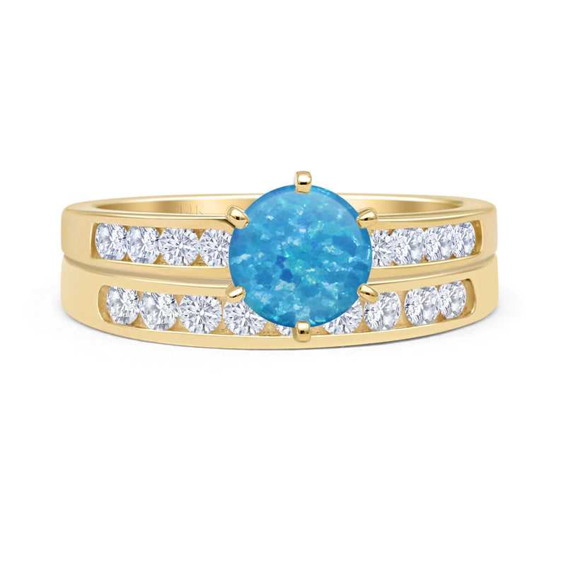 Two Piece Round Solitaire Half Eternity Cathedral Ring