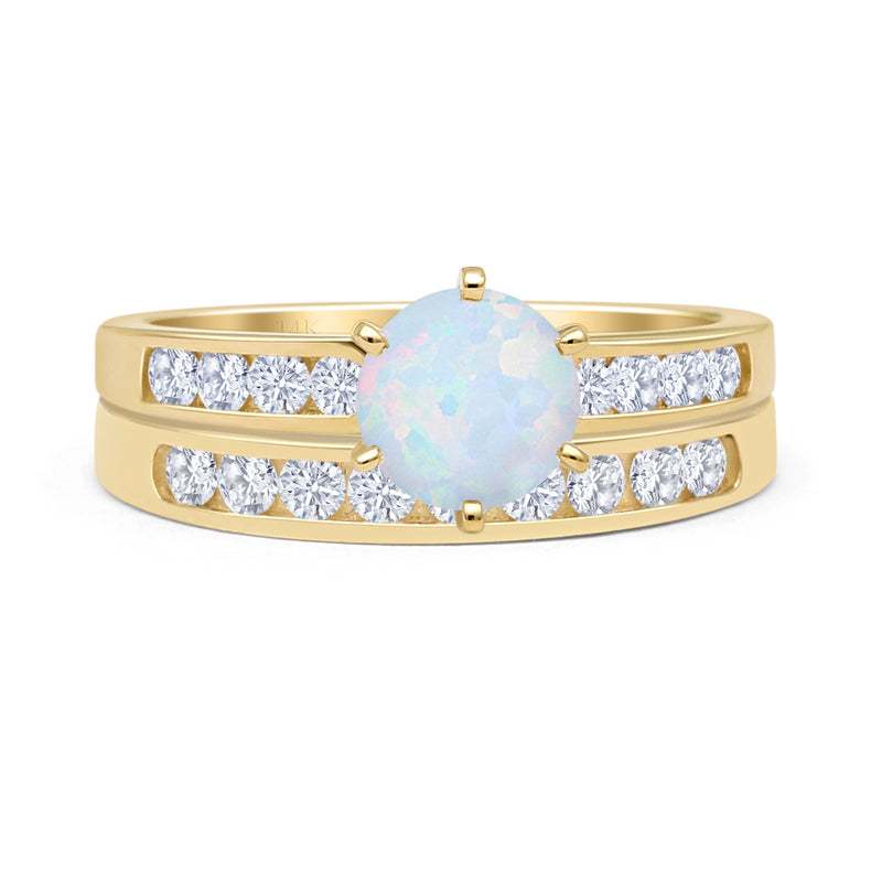 Two Piece Round Solitaire Half Eternity Cathedral Ring