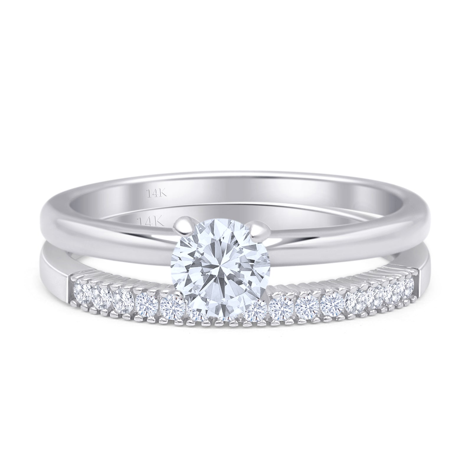 Two Piece Round Solitaire Bridal Gold Ring