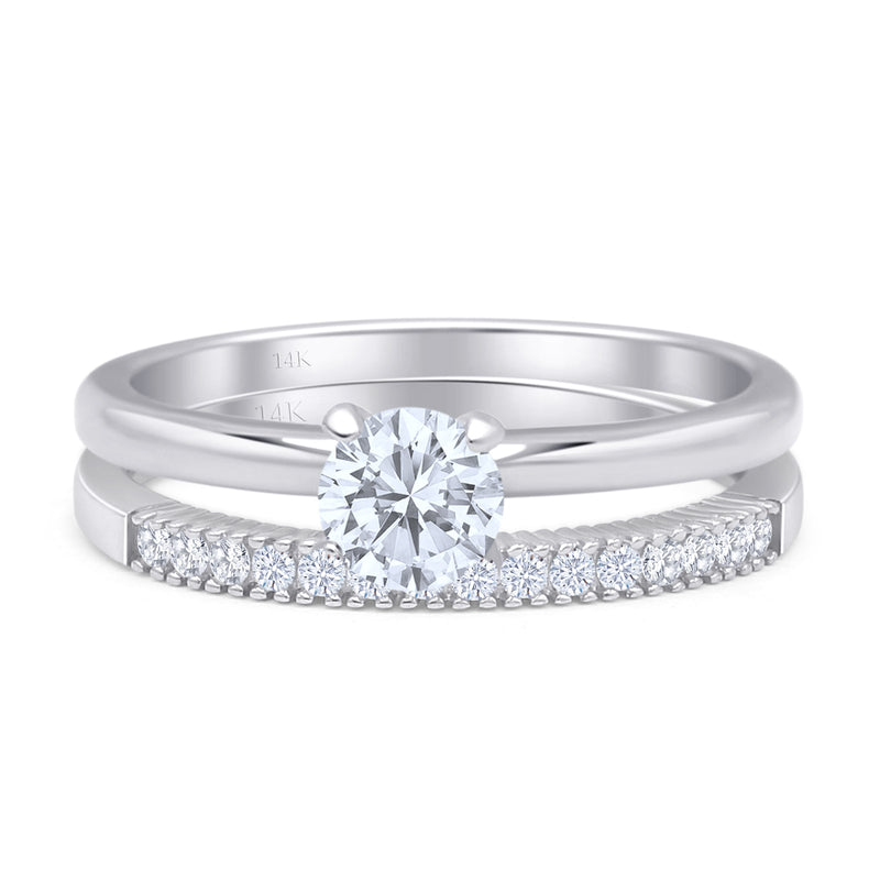 Two Piece Round Solitaire Bridal Gold Ring