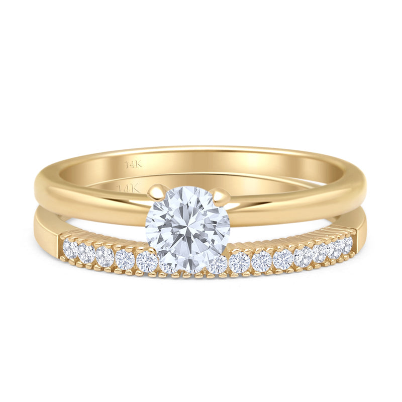 Two Piece Round Solitaire Bridal Gold Ring