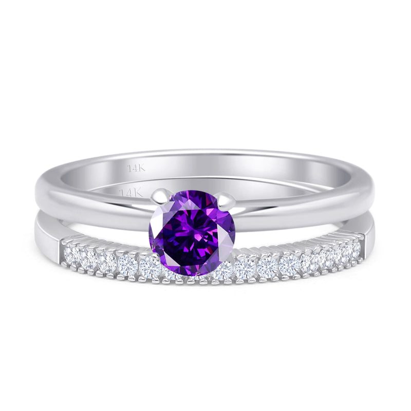Two Piece Round Solitaire Bridal Gold Ring