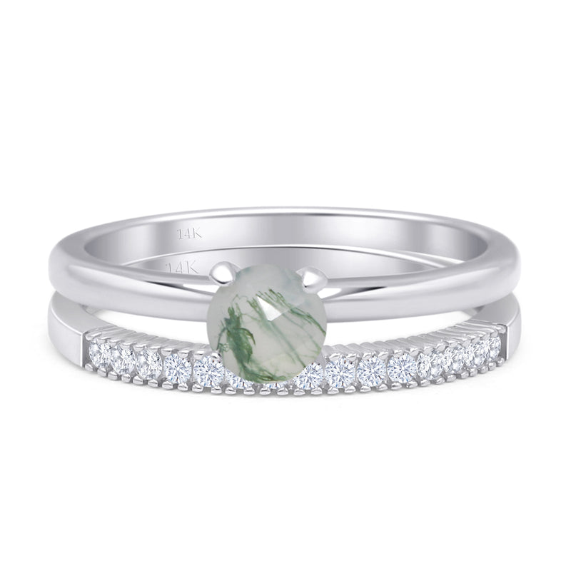 Two Piece Round Solitaire Bridal Gold Ring