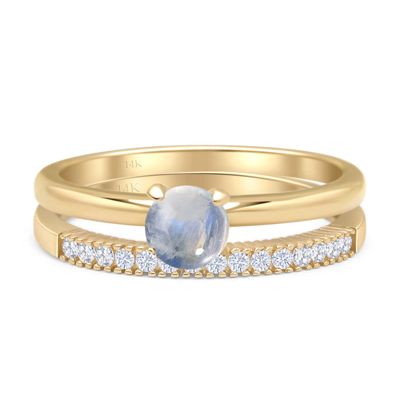Two Piece Round Solitaire Bridal Gold Ring