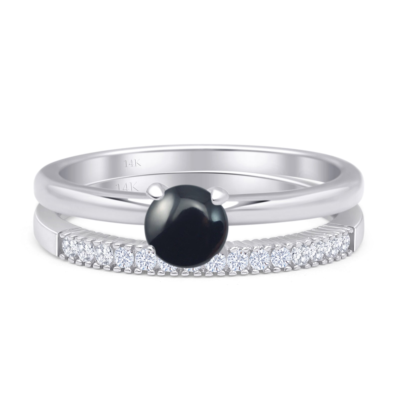 Two Piece Round Solitaire Bridal Gold Ring
