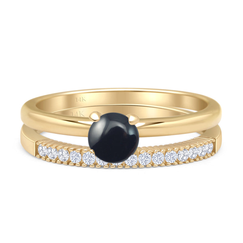 Two Piece Round Solitaire Bridal Gold Ring