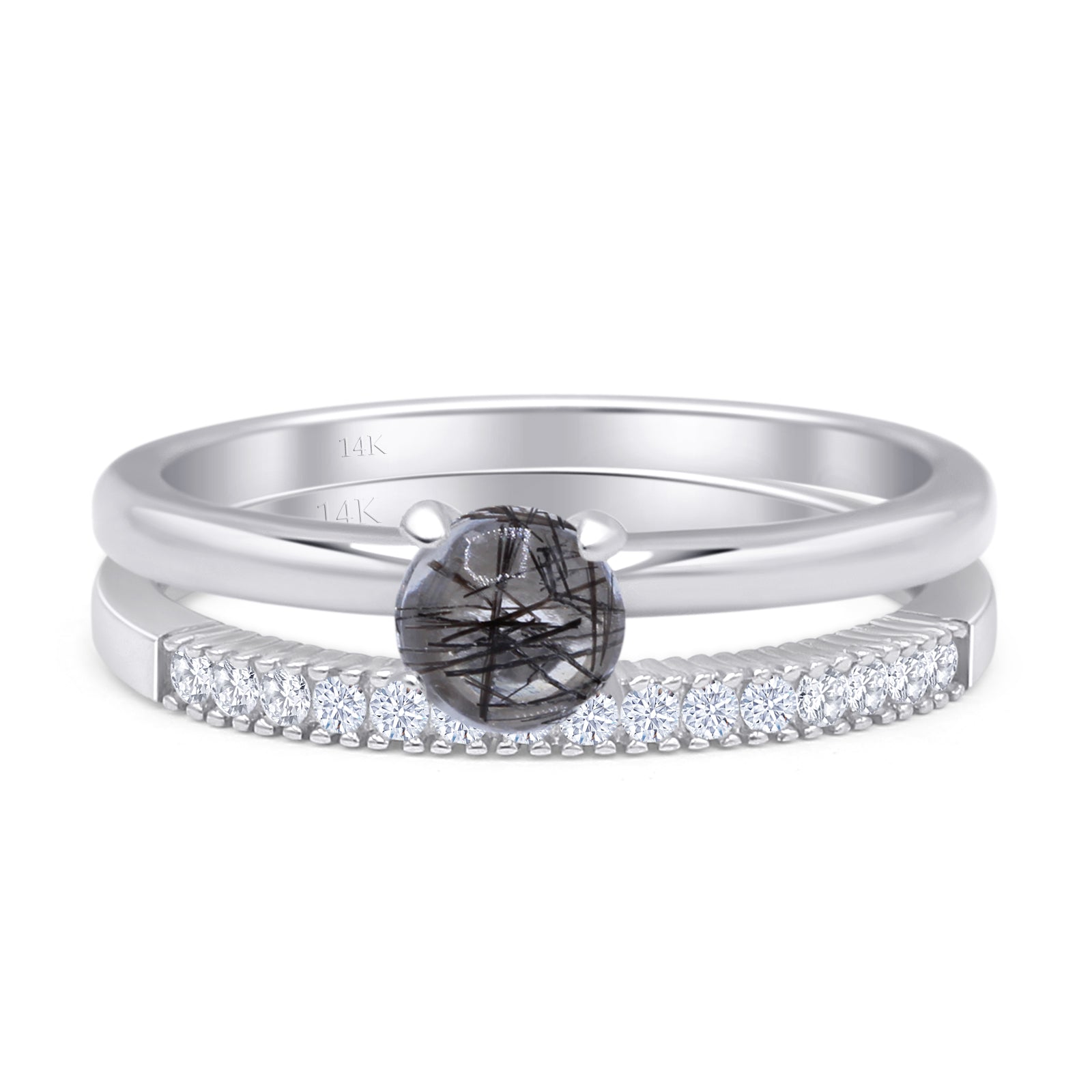 Two Piece Round Solitaire Bridal Gold Ring