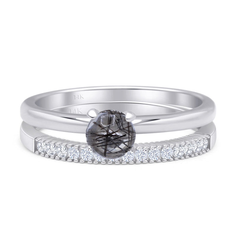 Two Piece Round Solitaire Bridal Gold Ring
