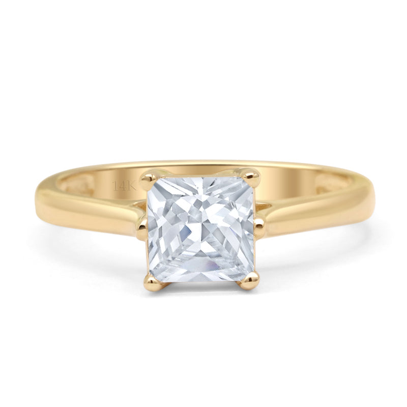 Princess Cut Solitaire Gold Ring