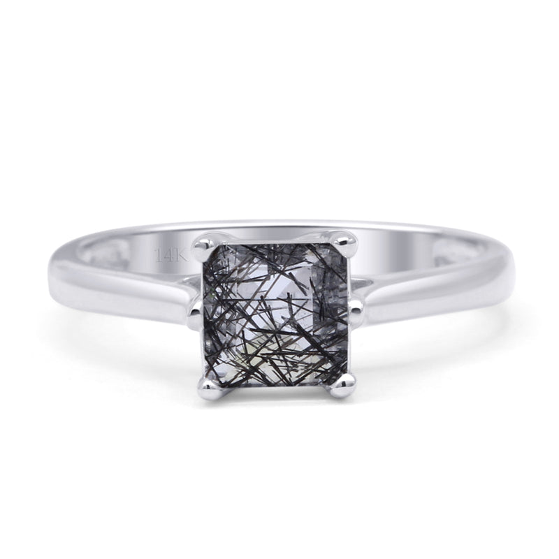 Princess Cut Solitaire Gold Ring
