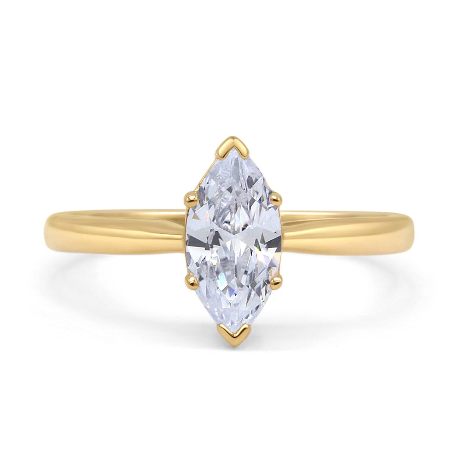 Art Deco Marquise Solitaire Gold Ring