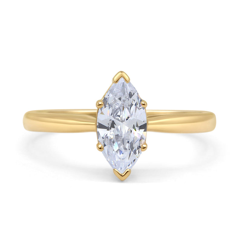 Art Deco Marquise Solitaire Gold Ring