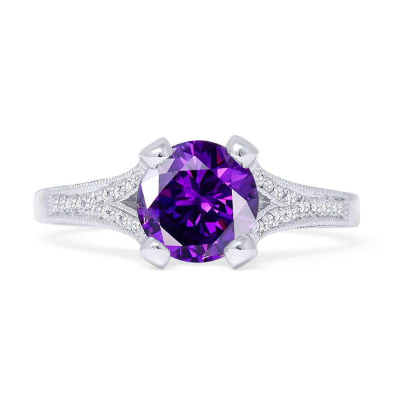Round Split Shank Diamond Gold Ring