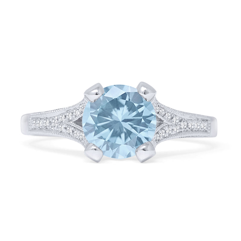 Round Split Shank Diamond Gold Ring