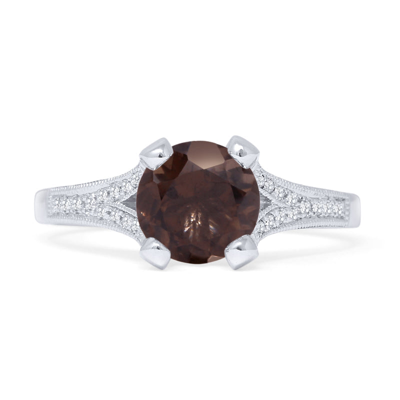 Round Split Shank Diamond Gold Ring