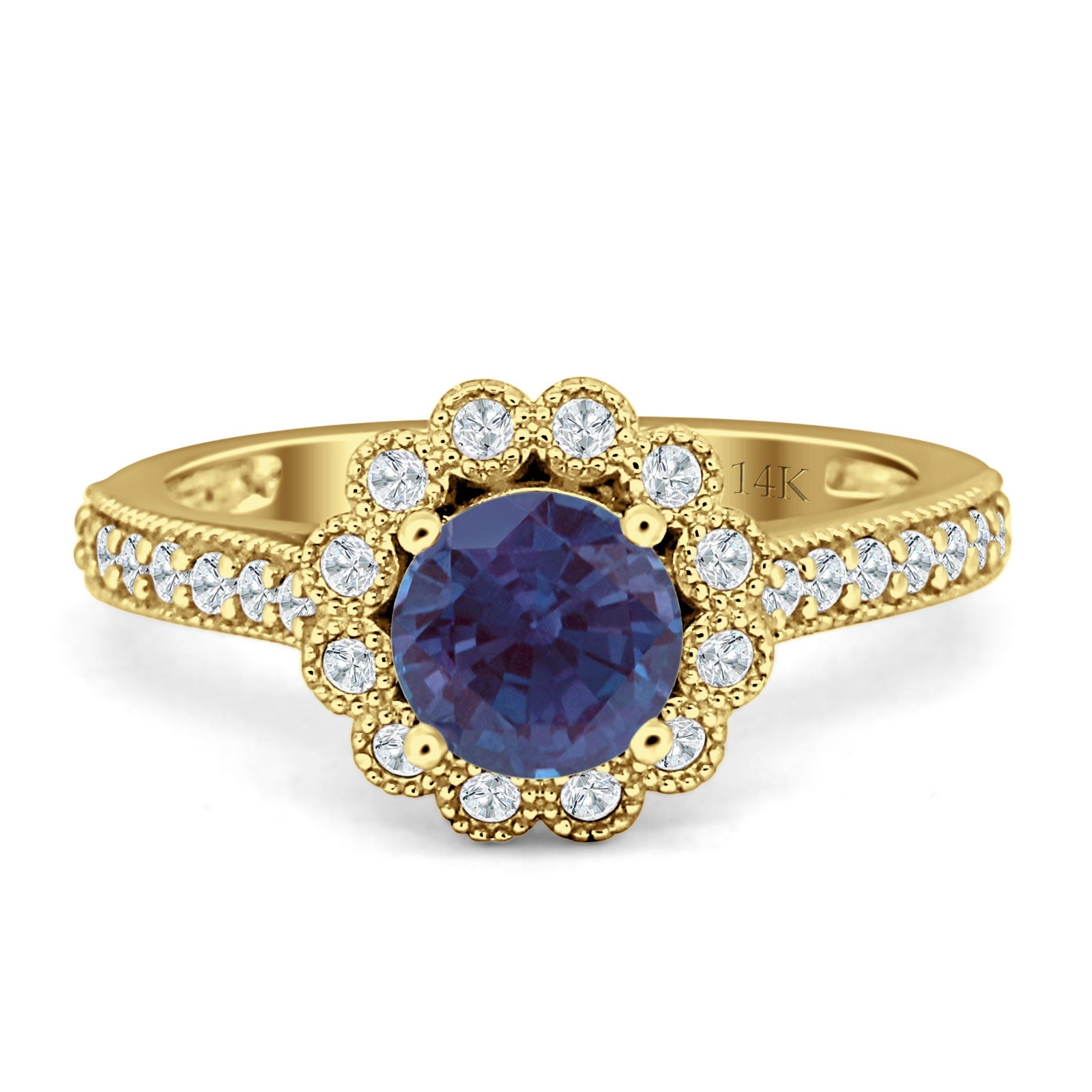 Round Floral Vintage Style Gold Ring