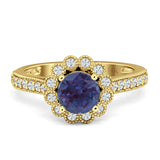 Round Floral Vintage Style Gold Ring