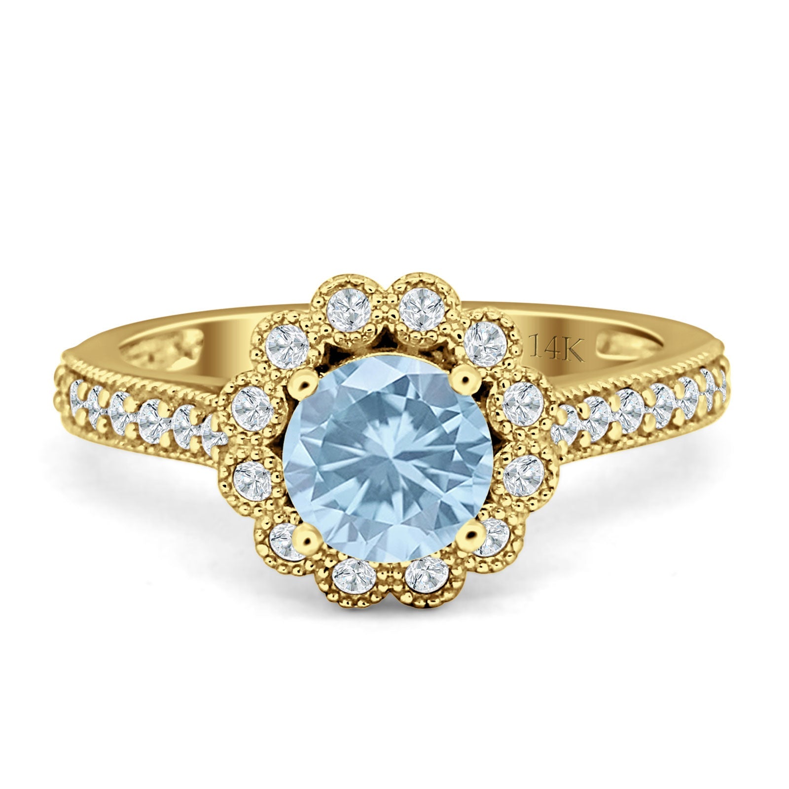 Round Floral Vintage Style Gold Ring