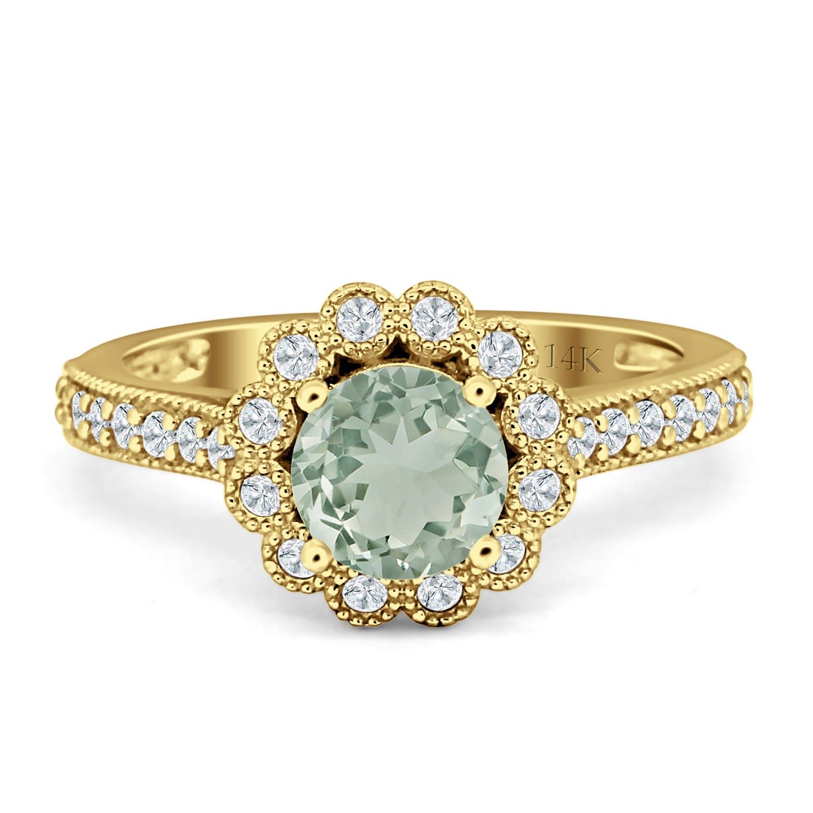 Round Floral Vintage Style Gold Ring