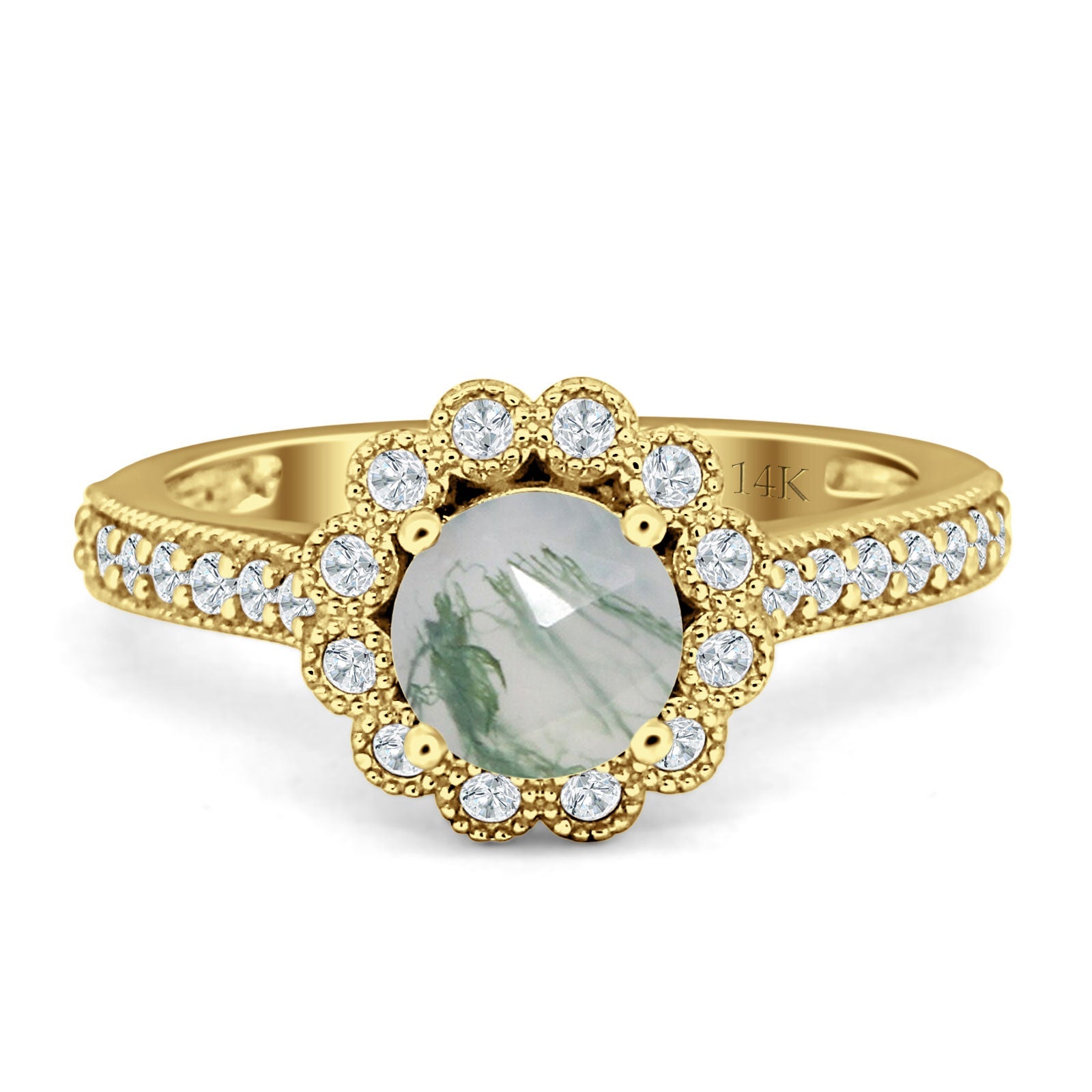 Round Floral Vintage Style Gold Ring