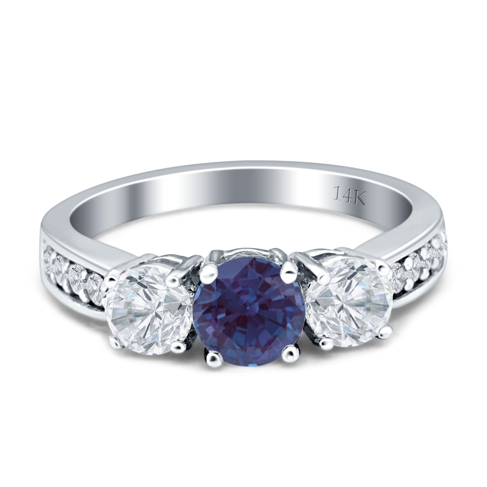 Three Stone Round Gold Ring