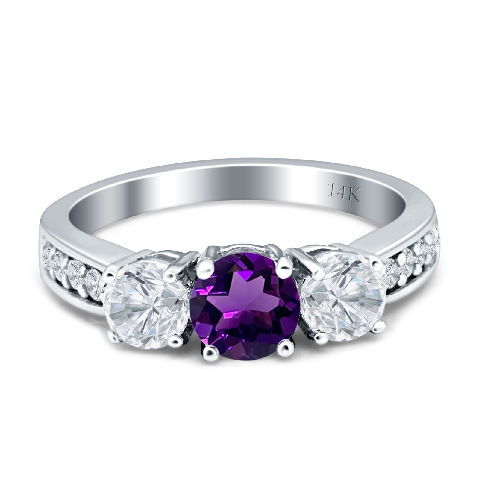 Three Stone Round Gold Ring