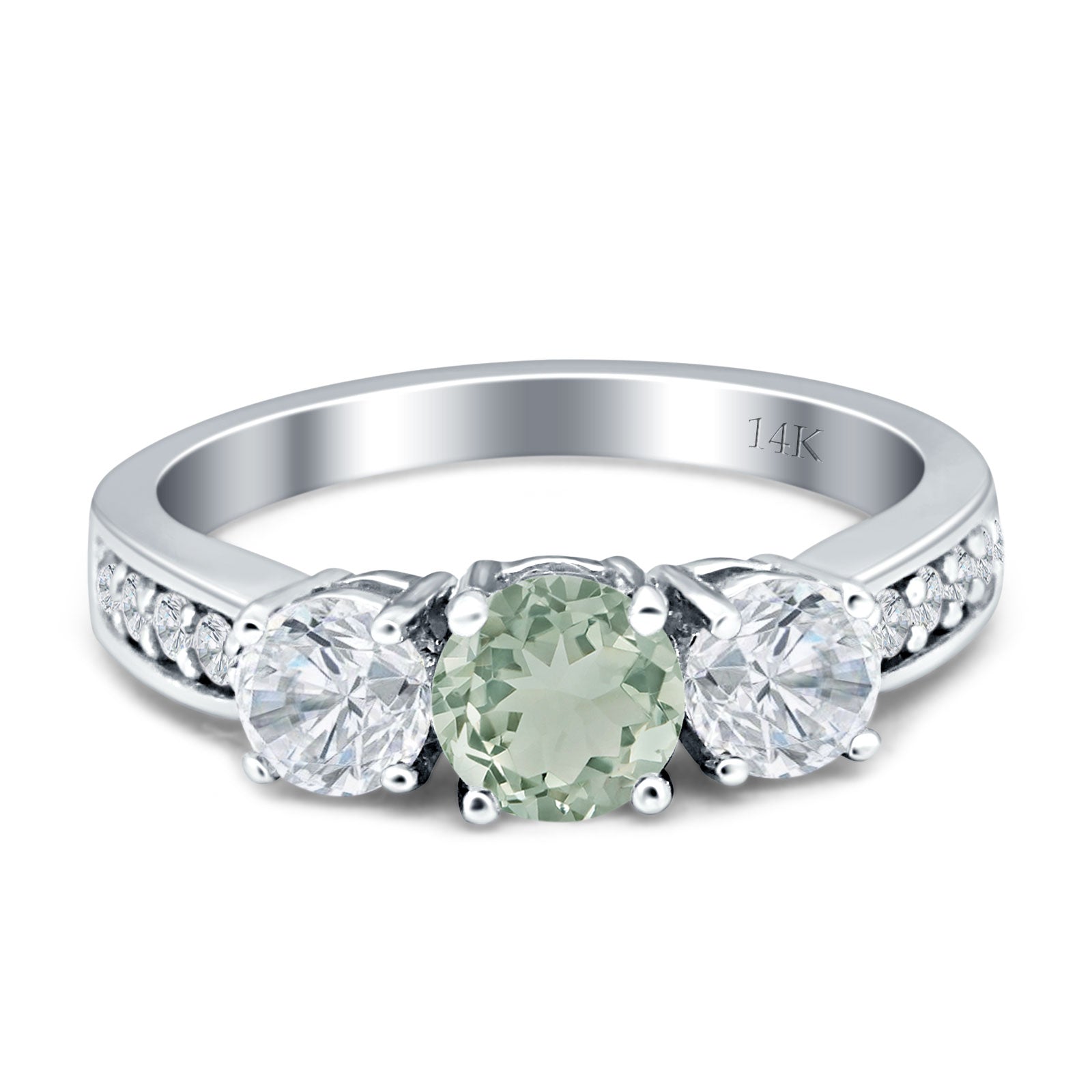 Three Stone Round Gold Ring