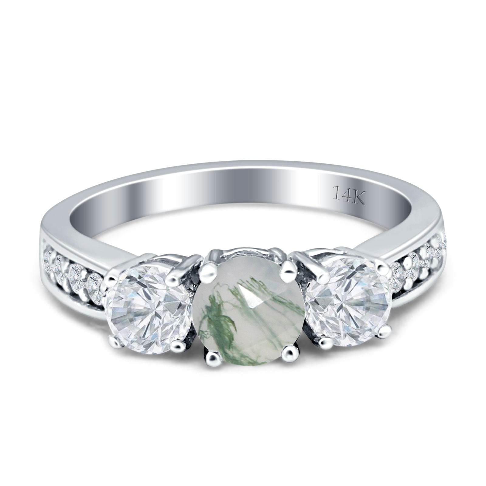 Three Stone Round Gold Ring