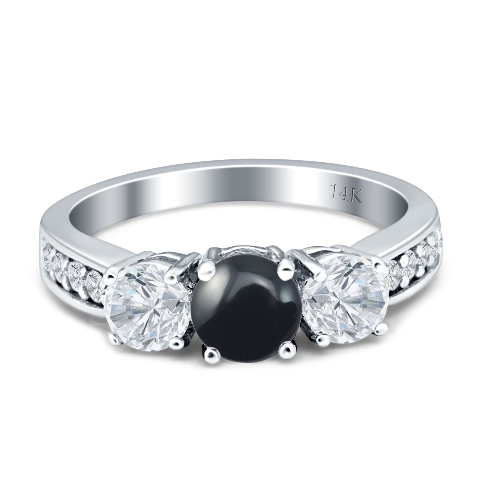 Three Stone Round Gold Ring