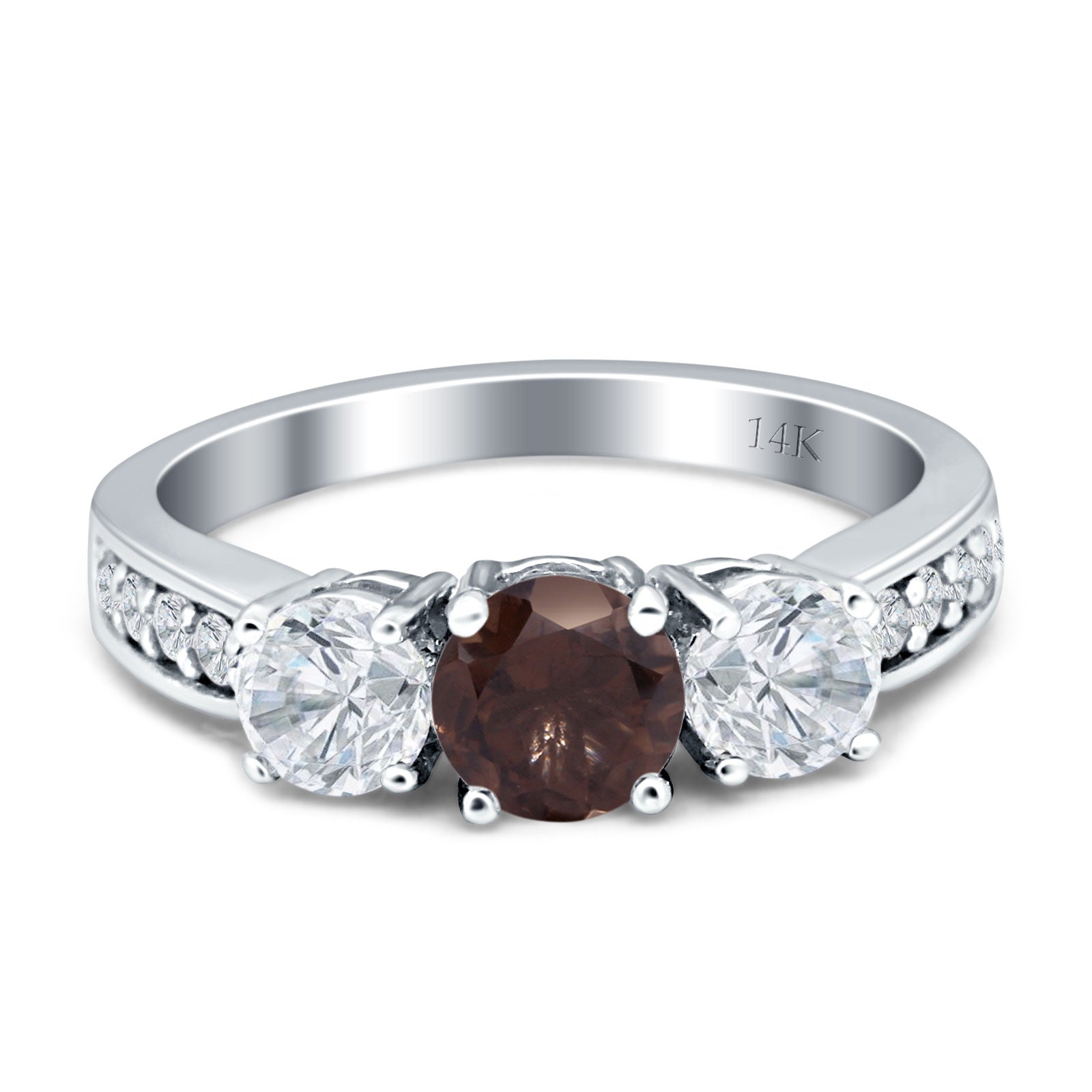 Three Stone Round Gold Ring