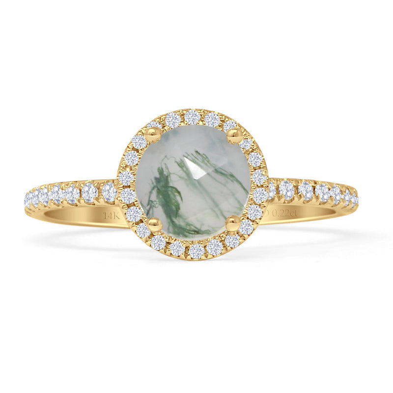 Round Halo Diamond Gold Ring