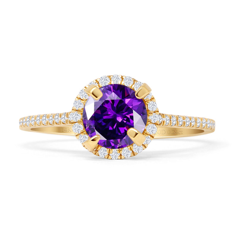 Round Halo Diamond Gold Ring